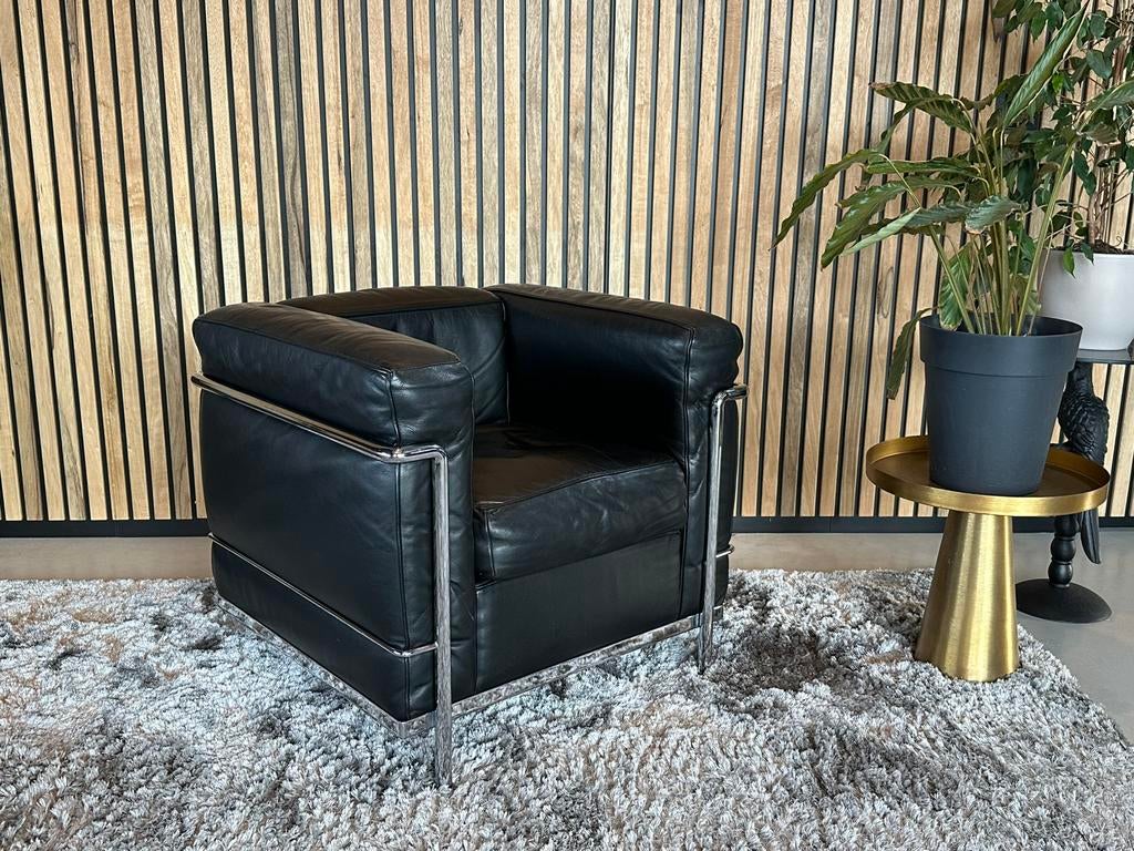 Originele fauteuil Cassina LC2 zwart leder Corbusier, Enlèvement, Comme neuf