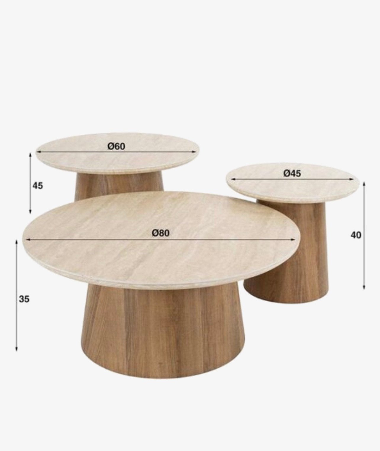 Luxe salontafelset – Set van 3, Huis en Inrichting, Tafels | Salontafels, Zo goed als nieuw, Minder dan 50 cm, 50 tot 100 cm, 50 tot 100 cm