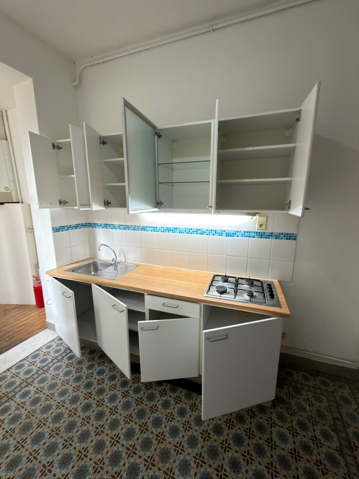 Mooie keuken - netjes onderhouden, Huis en Inrichting, Ophalen, Gebruikt, Wit, Enkelwandige keuken