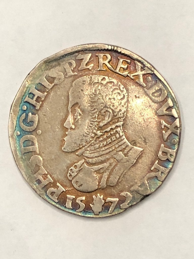 Munt zilver 1/2 Philipsdaalder Philips II  1572 Antwerpen  !, Postzegels en Munten, Munten | België, Zilver, Ophalen of Verzenden