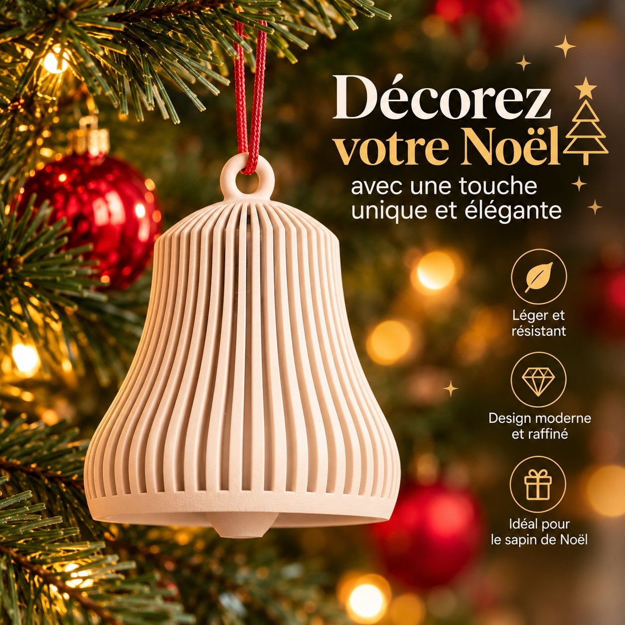 Lot de 4 Cloches de Noël Décoratives pour Sapin – 7 cm, Ophalen of Verzenden, Nieuw