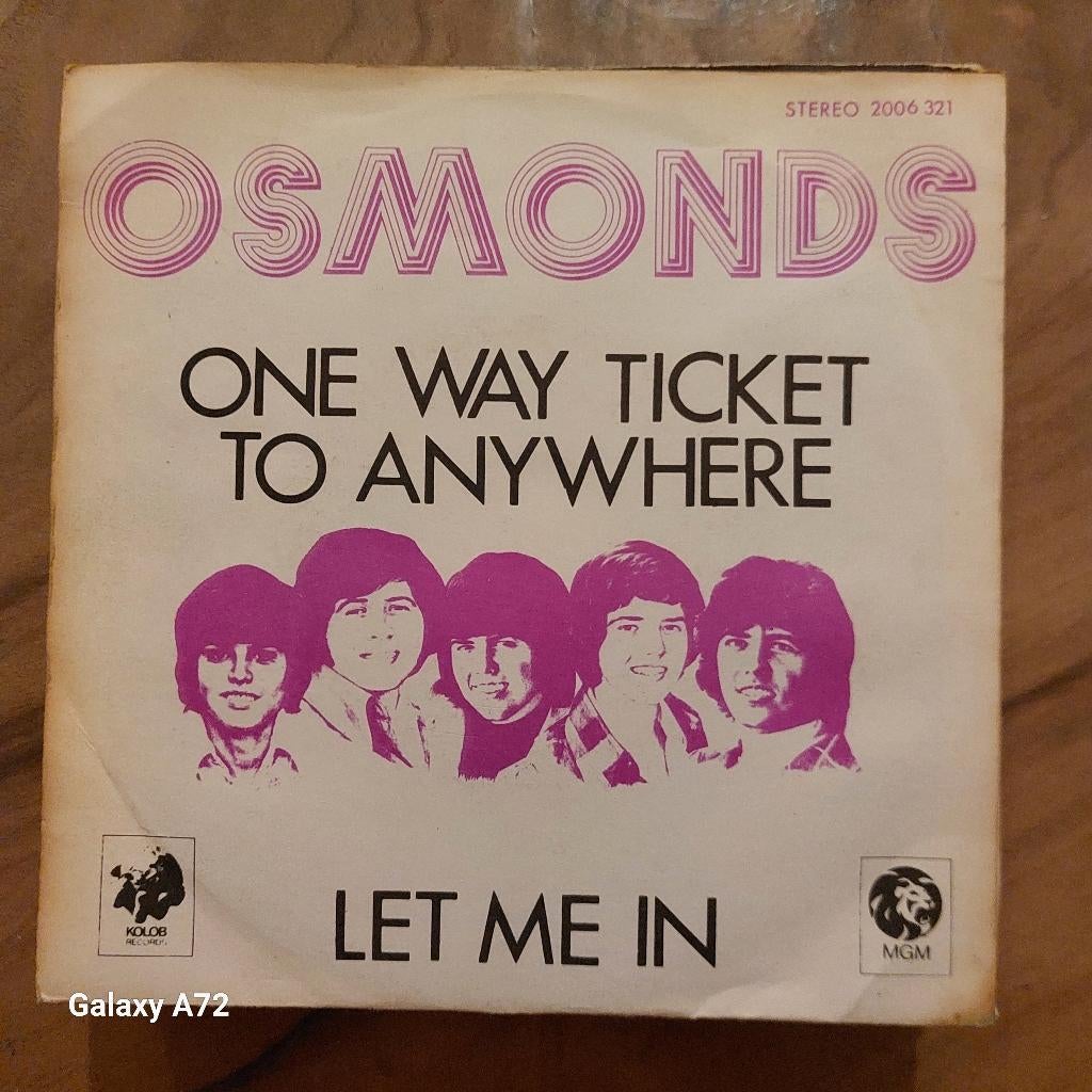 osmonds one way ticket to anywhere, Gebruikt, 7 inch, Single, Ophalen of Verzenden