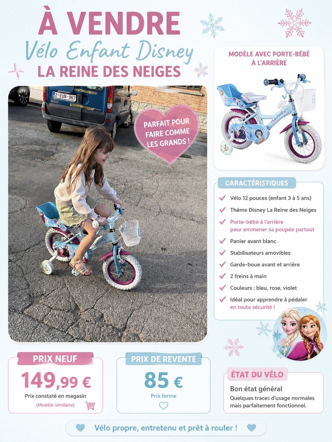 Vélo enfant, Enlèvement ou Envoi