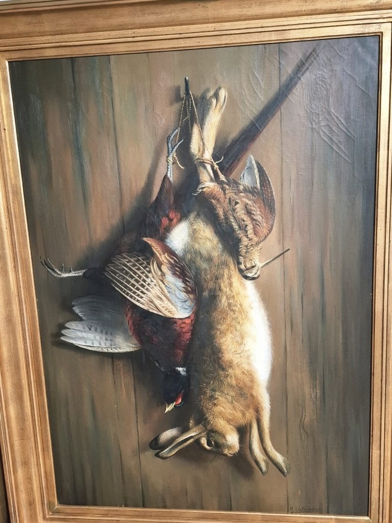 Schilderij A .Waterschoot, Ophalen, Doek, Stilleven, Klassiek