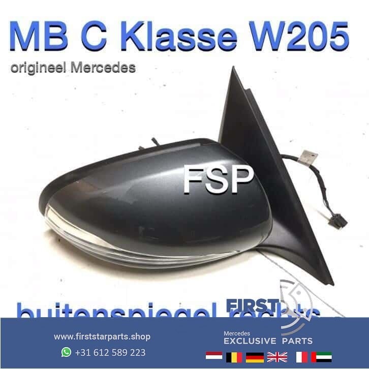 W205 spiegel rechts Mercedes C Klasse 2014-2018 grijs zwart, Auto-onderdelen, Gebruikt, -, Ophalen of Verzenden, -