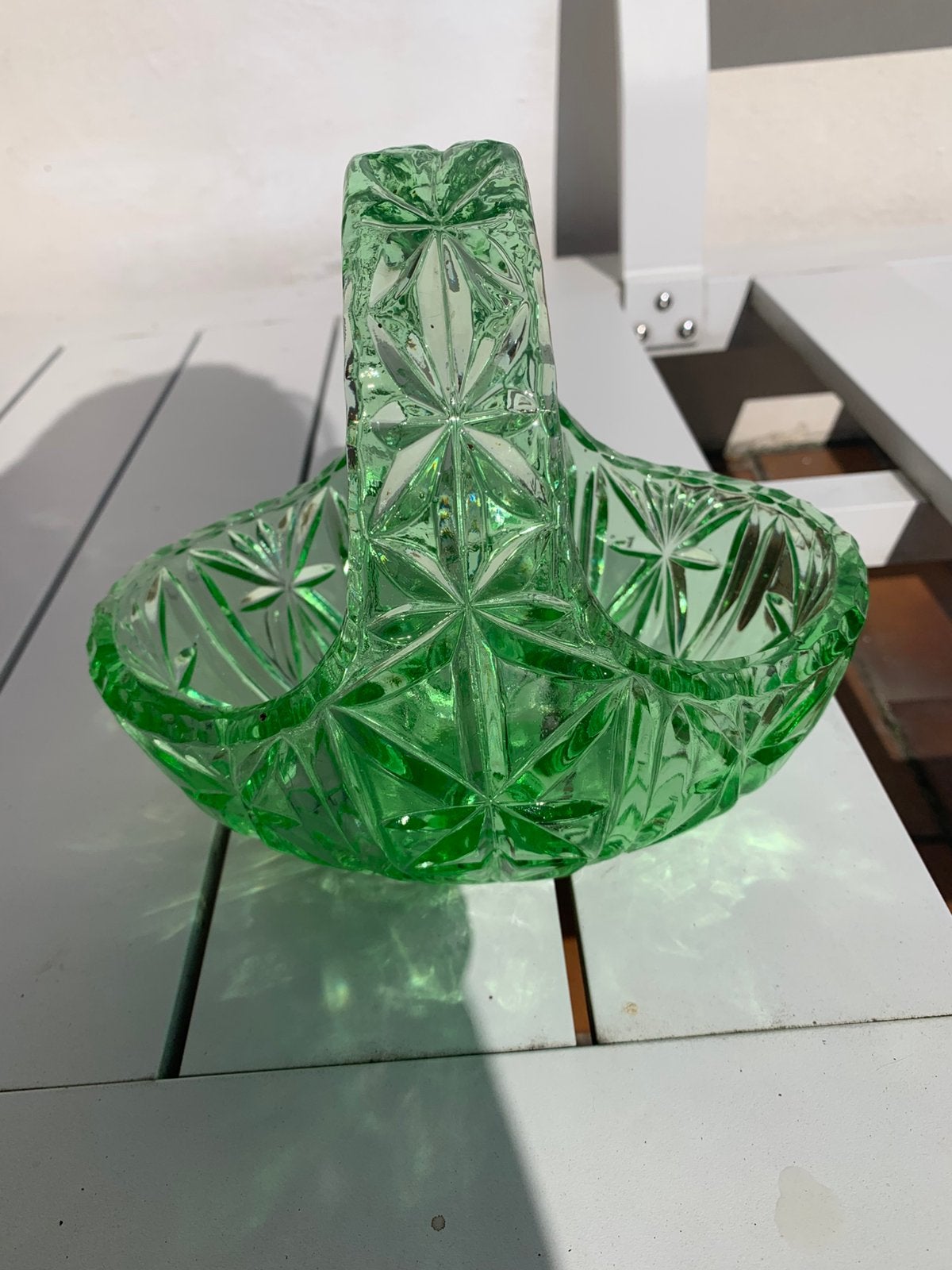 Vintage glazen mand Art Deco, Ophalen, Zo goed als nieuw, Mand