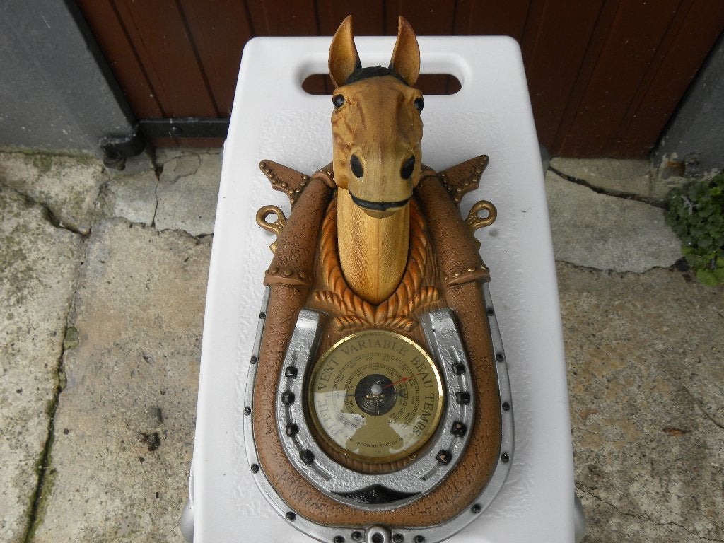 ête de cheval décorative avec baromètre intégré, TV, Hi-fi & Vidéo, Stations météorologiques & Baromètres, Enlèvement, Baromètre
