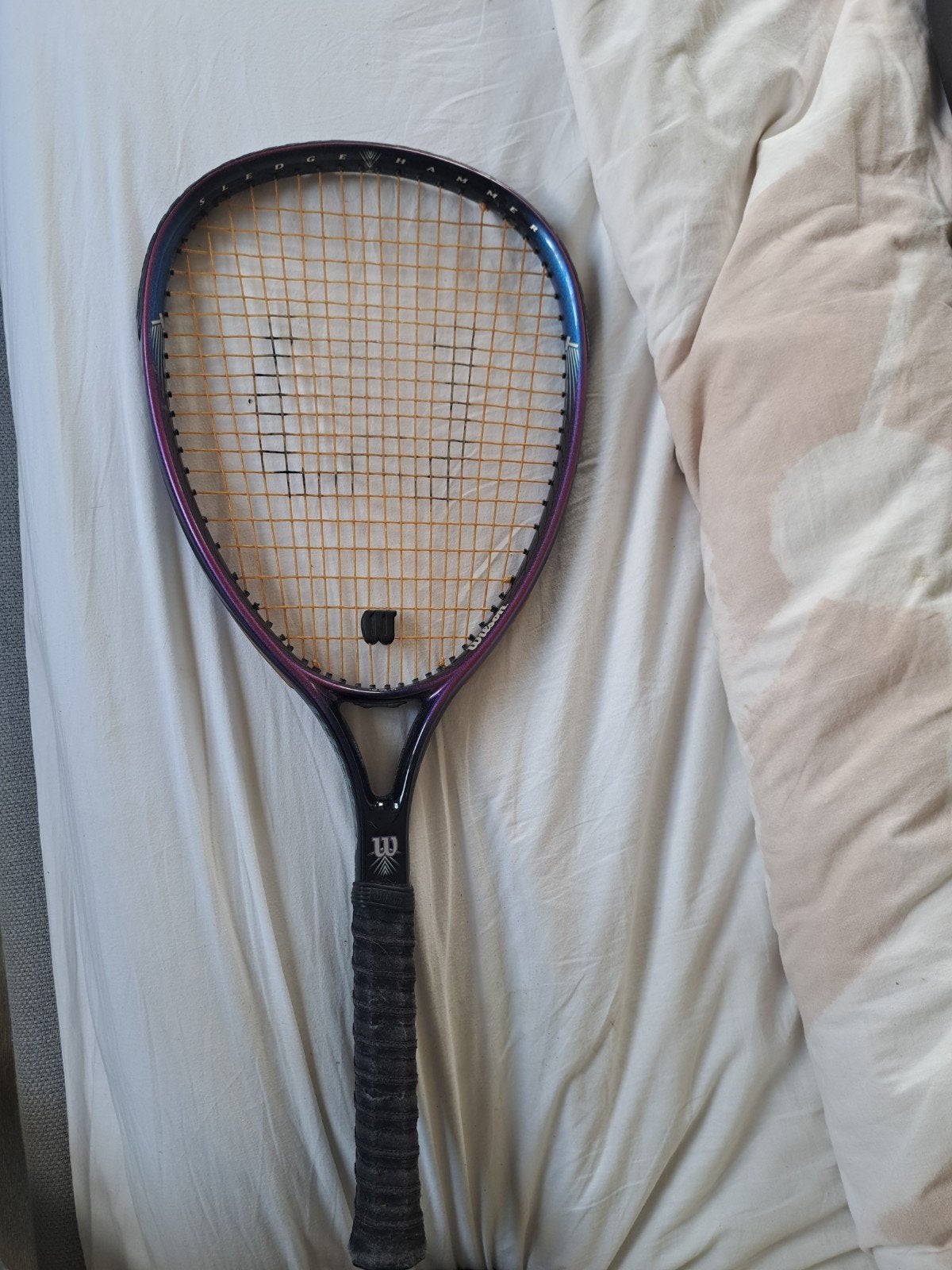 Vintage Wilson Sledge Hammer 3.8 Tennisracket +Originele Tas, Sport en Fitness, Ophalen, Racket, Wilson
