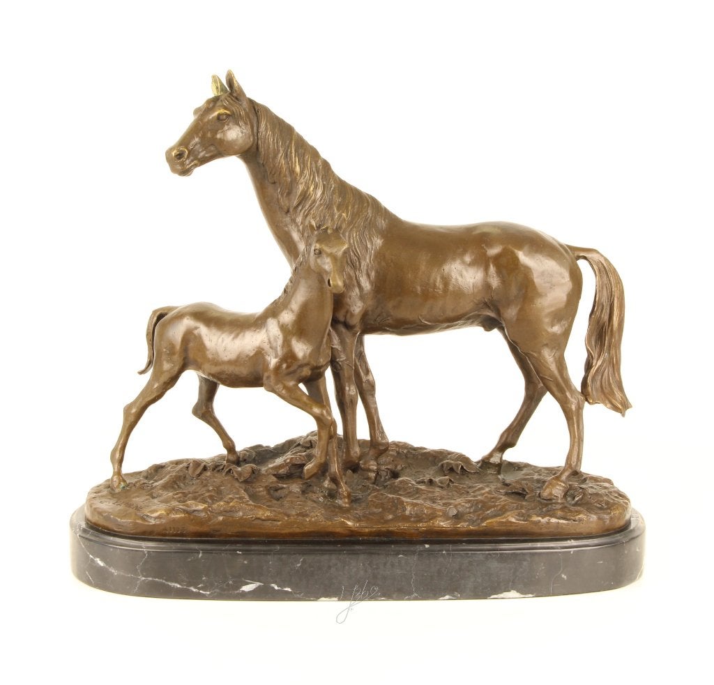 Premium Bronzen Paard en Veulen – Naar P.J. Mêne (1810–1879), Antiek en Kunst, Overige onderwerpen, Art nouveau, Ophalen of Verzenden