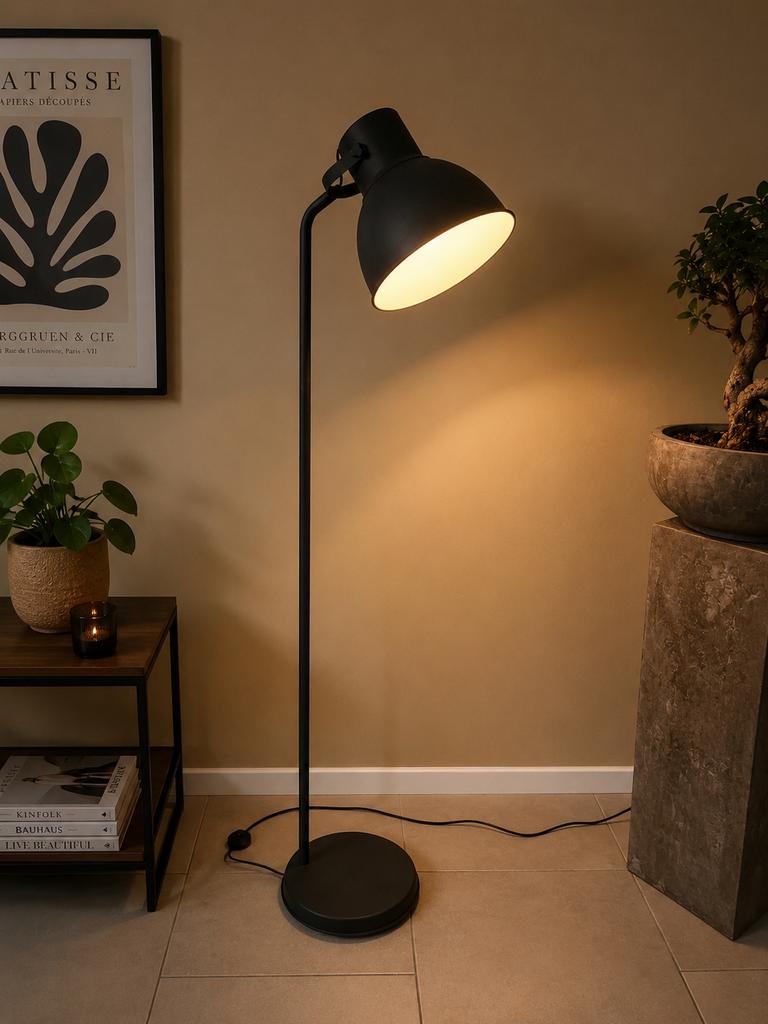 Industriële vloerlamp donkergrijs – moderne look, Industrieel minimalistisch, Comme neuf, Métal, 150 à 200 cm