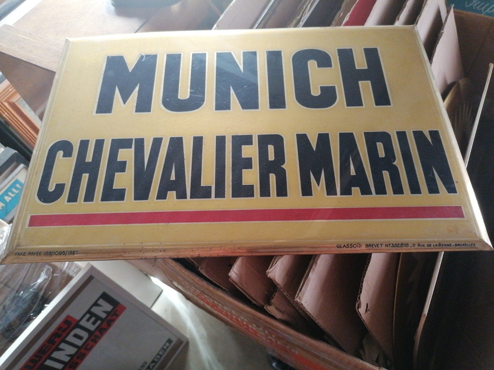 zeer oude reclame bord brouwerij chevalier marin Mechelen, Ophalen of Verzenden