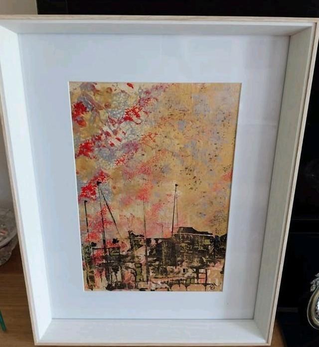 ART BY EM (ŒUVRE ORIGINALE ACRYLIQUE) CADRE DERRIÈRE VERRE, Enlèvement ou Envoi