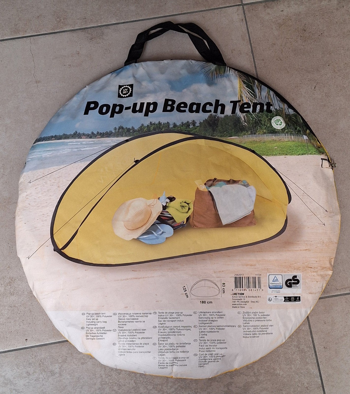Strandtent met kussentjes, Ophalen