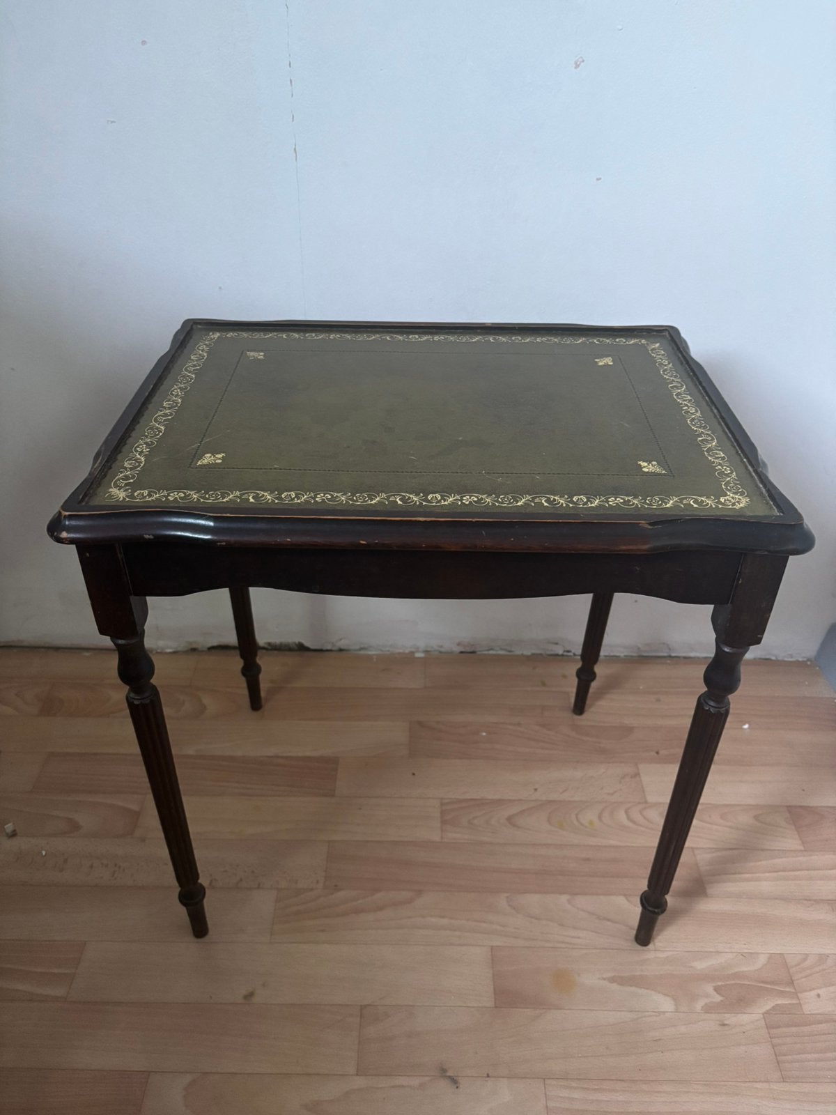 Table d’appoint/de salon Vintage avec marqueterie en cuir, Enlèvement