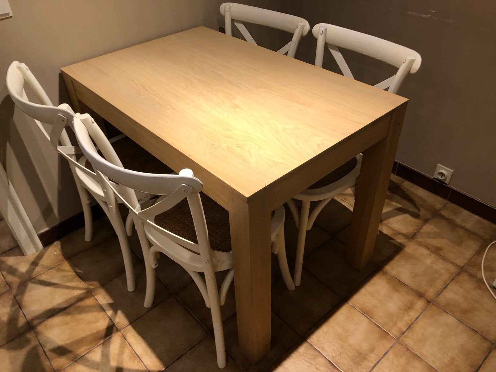 Tafel in massief eikenhout, Huis en Inrichting, Tafels | Eettafels, Ophalen, Zo goed als nieuw, Eikenhout