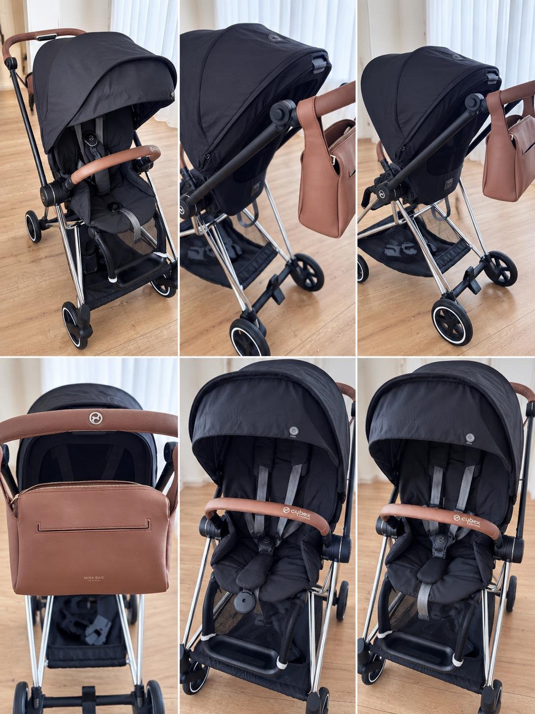 Cybex mios frame en zitje+adapters + Mina Baie stroller bag, Ophalen of Verzenden, Zo goed als nieuw, Kinderwagen