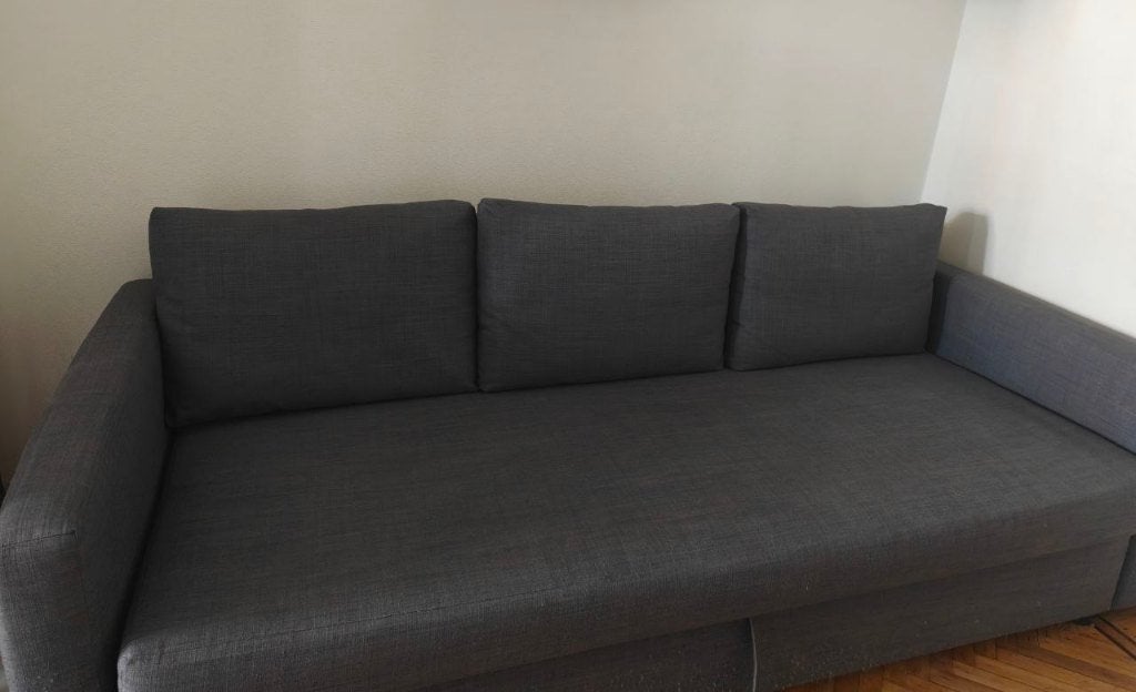 Grijze Ikea Friheten 3-zit sofa/slaapbank, Ophalen, Gebruikt, Grijs, 220 cm