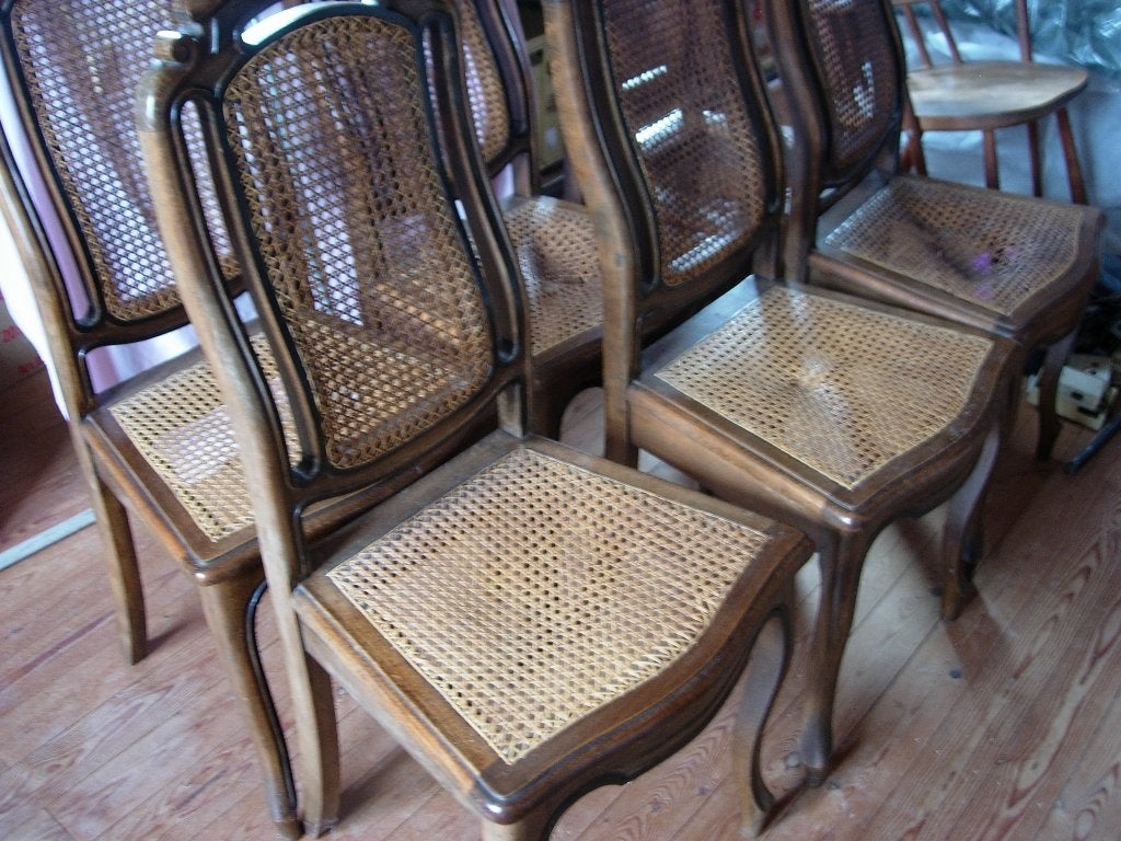 6 Chaises en Hêtre très solides 3 Fonds Abîmés, Enlèvement