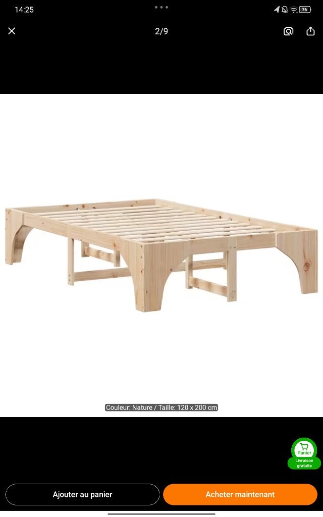 Lit 120/200 + matelas neuf, Neuf, Brun, Enlèvement, 120 cm