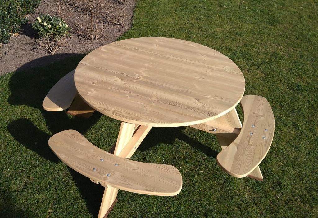 Ronde picknicktafel hout, Jardin & Terrasse, Tables de pique-nique, Enlèvement, Neuf, Rond, Bois