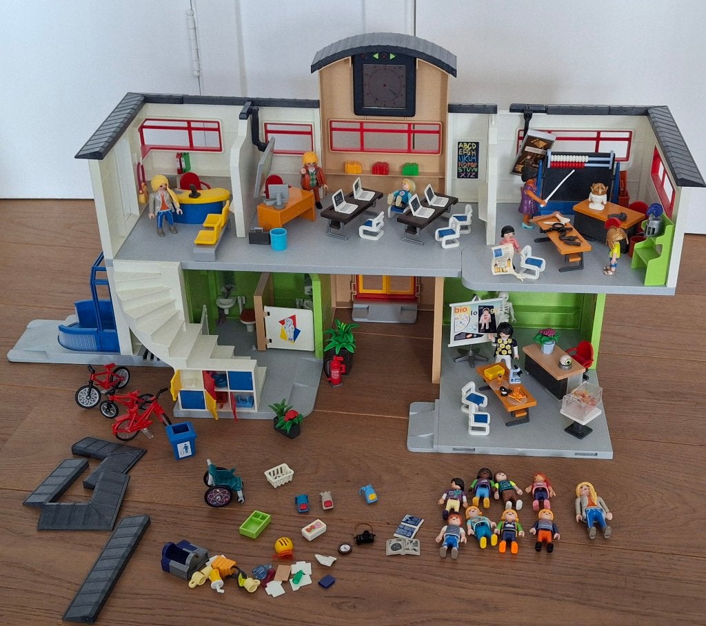 Ecole playmobil 9453 + salle d'histoire, Bâtiment, Comme neuf, City life, Kit complet