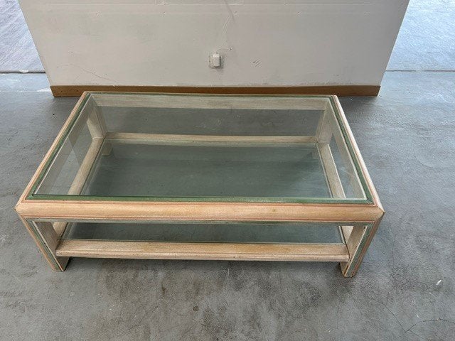 salontafel hout/glas, Ophalen, Gebruikt, Glas
