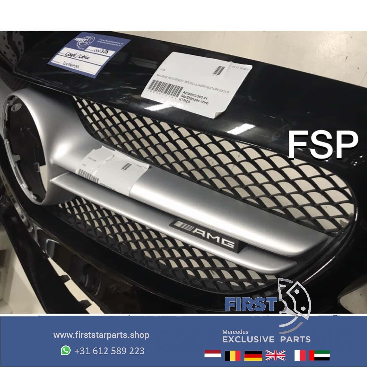 W205 COUPÉ CABRIO VOORBUMPER ZWART + GRIL ORIGINEEL Mercedes, Utilisé, -, Avant, -