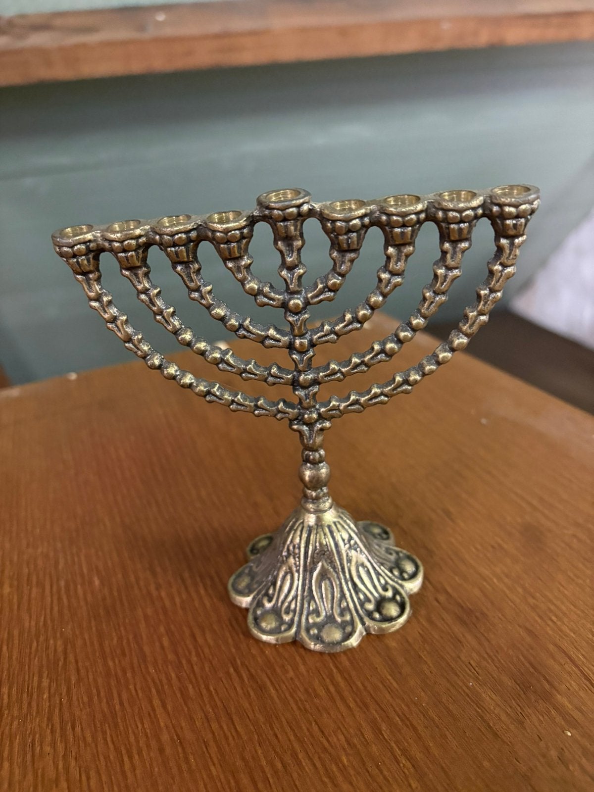 7-armige messing Menora kandelaar – Made in Israel – vintage, Antiek en Kunst, Ophalen