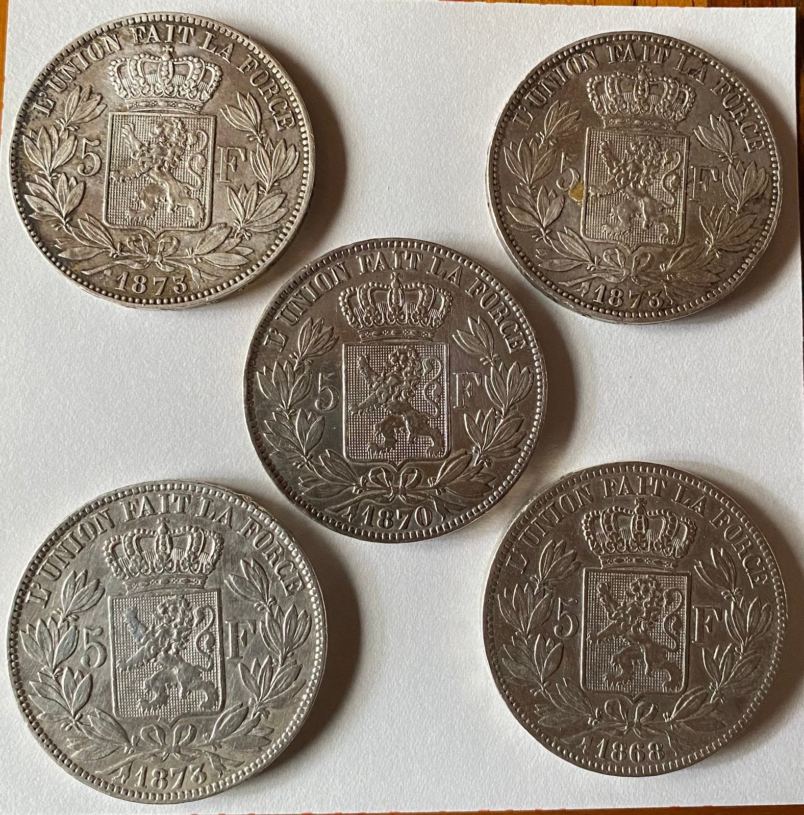 Lot 5 x 5 voor zilver Leopold 2, België, Postzegels en Munten, Munten | België, Ophalen of Verzenden, Zilver, Zilver