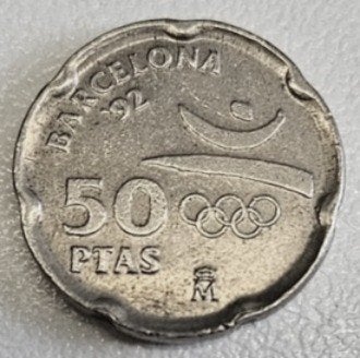 Spanje : 50 Pesetas 1992 : Olympische Spelen Barcelona '92, Postzegels en Munten, Munten | Europa | Niet-Euromunten, Ophalen of Verzenden