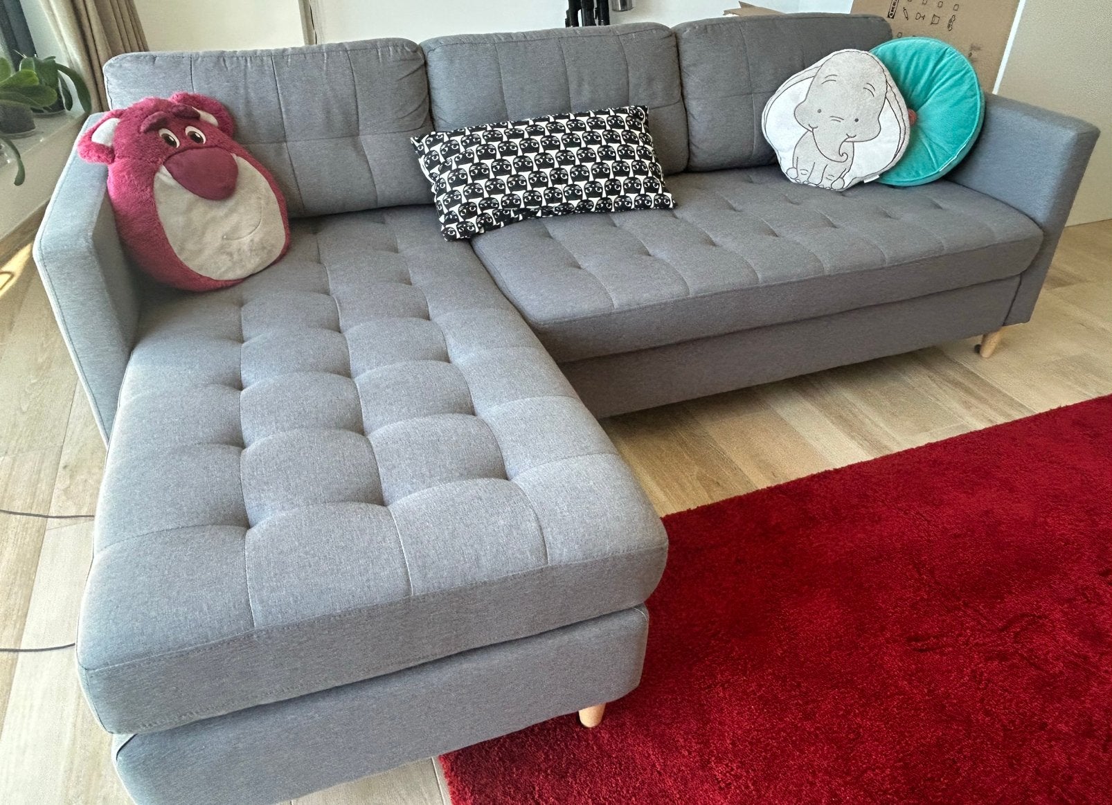 JYSK Canapé FALSLEV méridienne tissu gris, Enlèvement, Comme neuf, Bois, Moderne