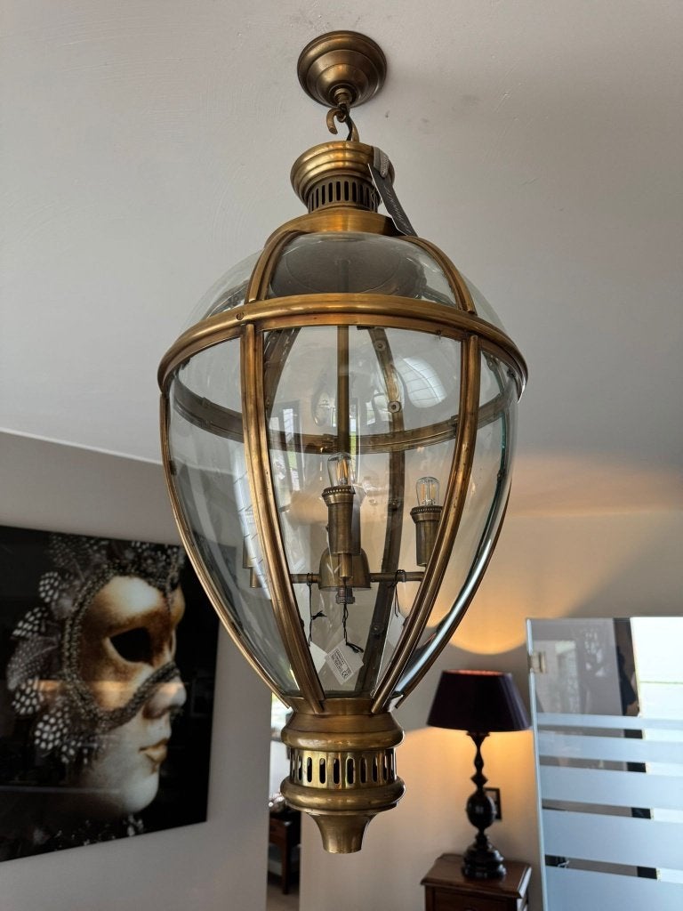 NIEUWE Eichholtz LANTAARN HANGLAMP LUCHTER * AANBIEDING *, Ophalen of Verzenden, Nieuw, Glas, E14 (klein)