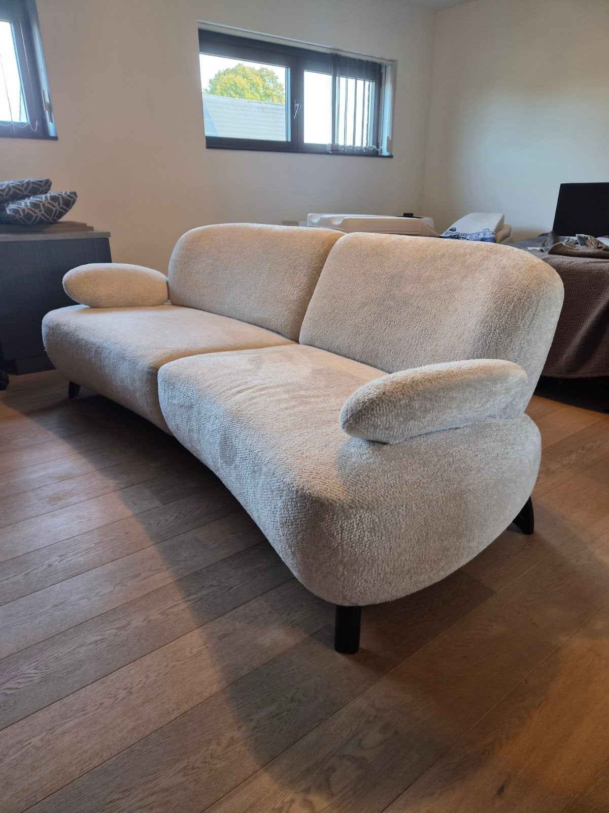 ZETEL 3 ZIT STOF WIT BOUCLE  NIEUWSTAAT 240x100x80, Huis en Inrichting, Ophalen, Stof