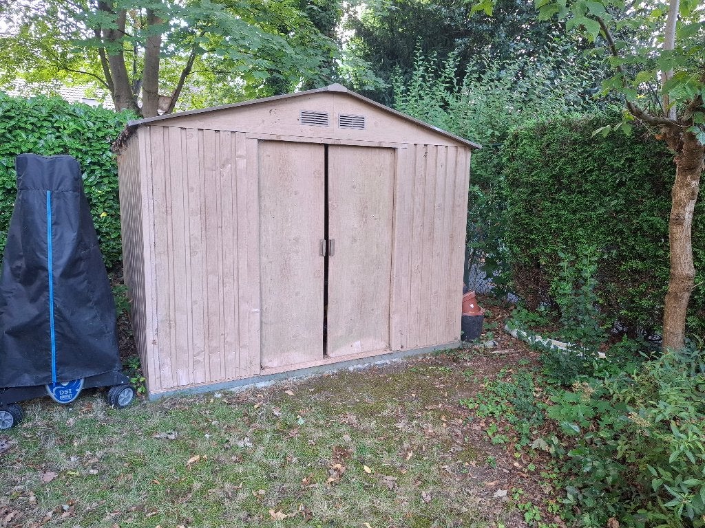 Tuinhuis metaal 2.40 x 2.40, Tuinhuis, Zonder ramen, Metaal, Met overkapping