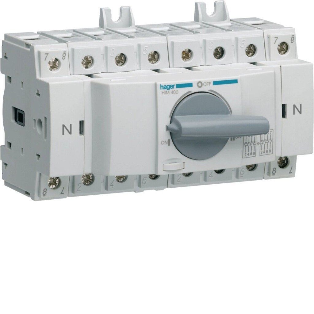 nieuwe Hager HIM406 last-/omschakelaar 63A, 4-polig (3P+N), Doe-het-zelf en Bouw, Elektriciteit en Kabels, Ophalen of Verzenden