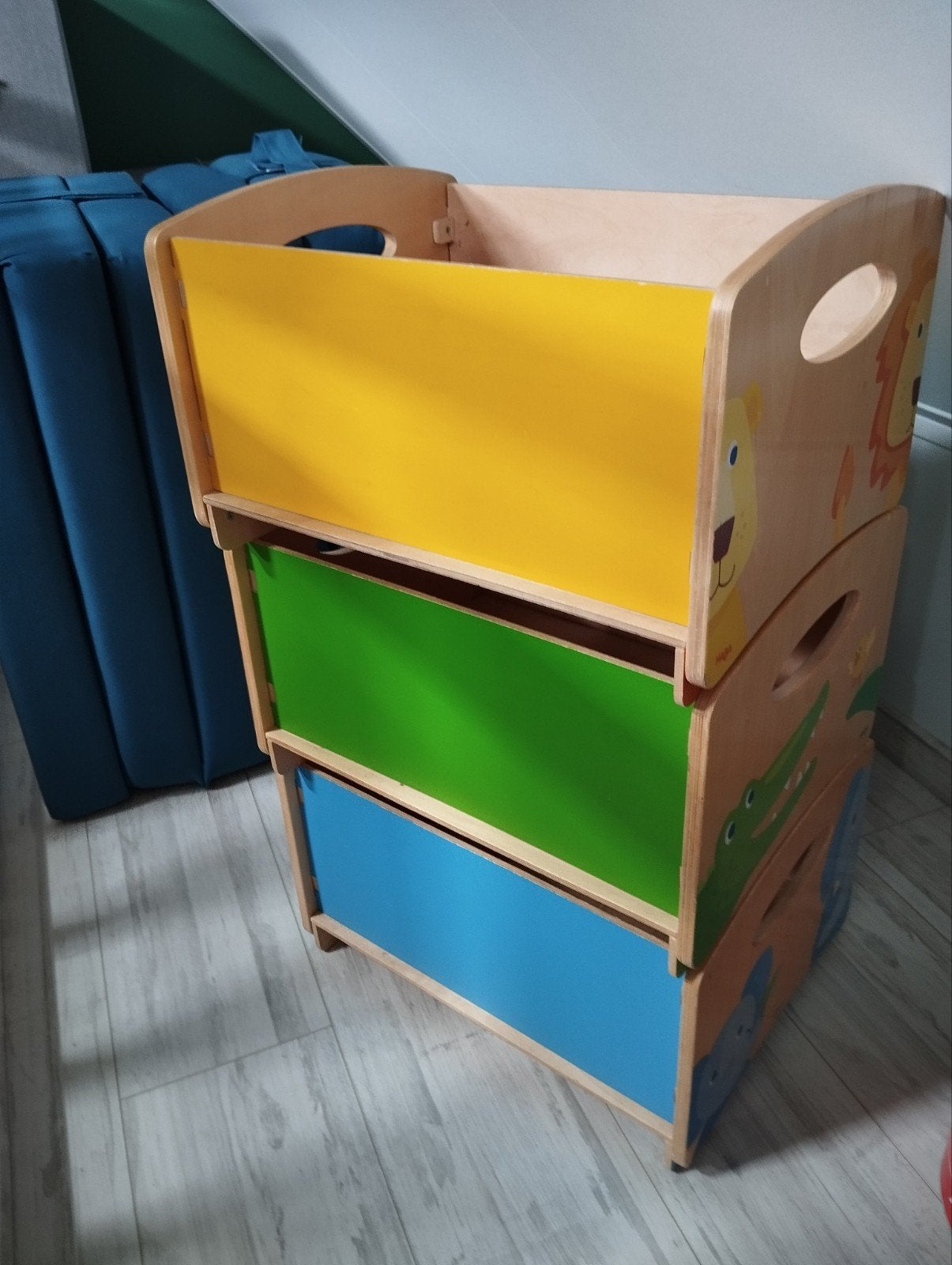 Haba houten stapelbakken, Ophalen