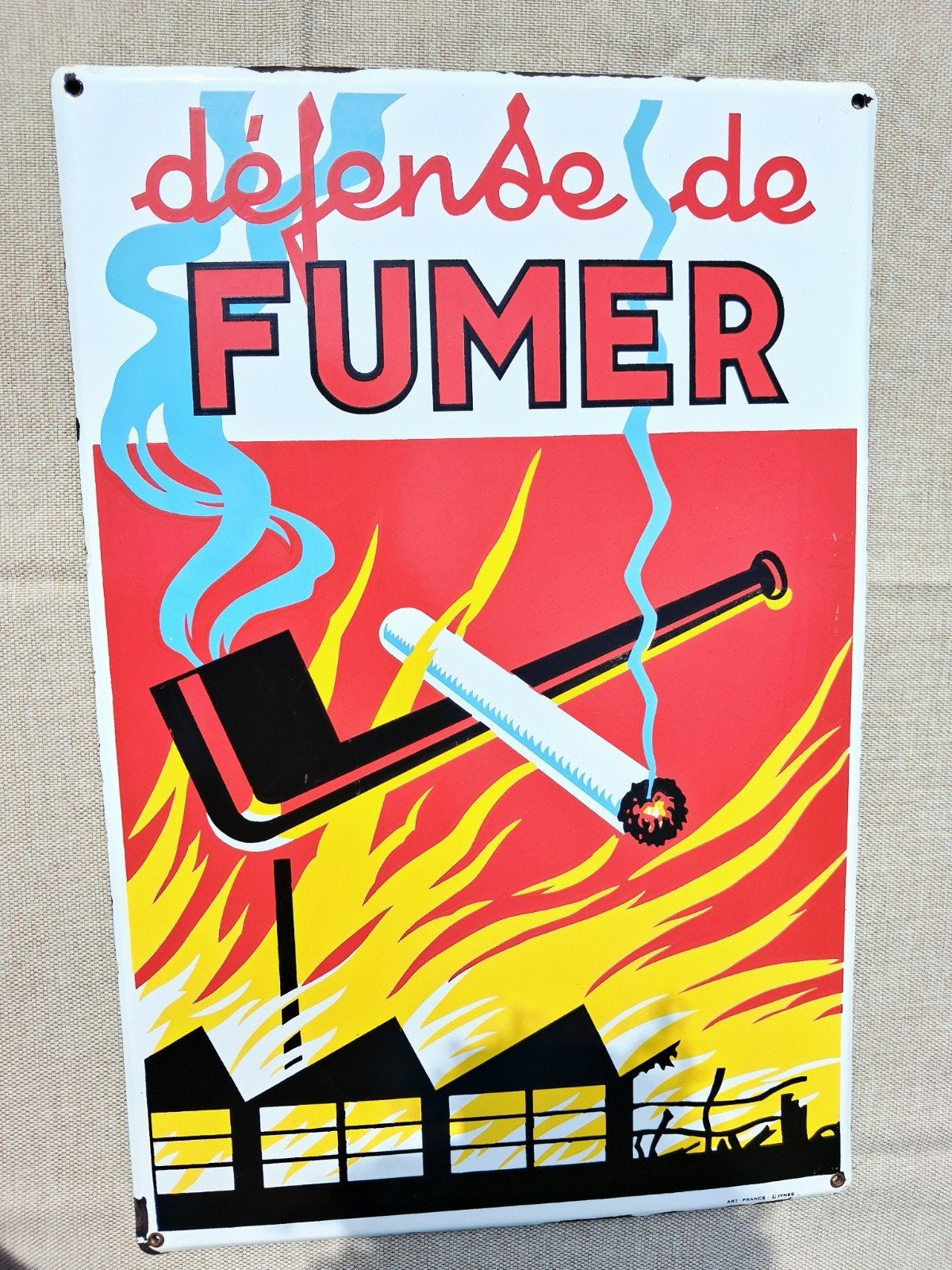 Rare assiette en émail défense de FUMER, Enlèvement ou Envoi, Panneau publicitaire