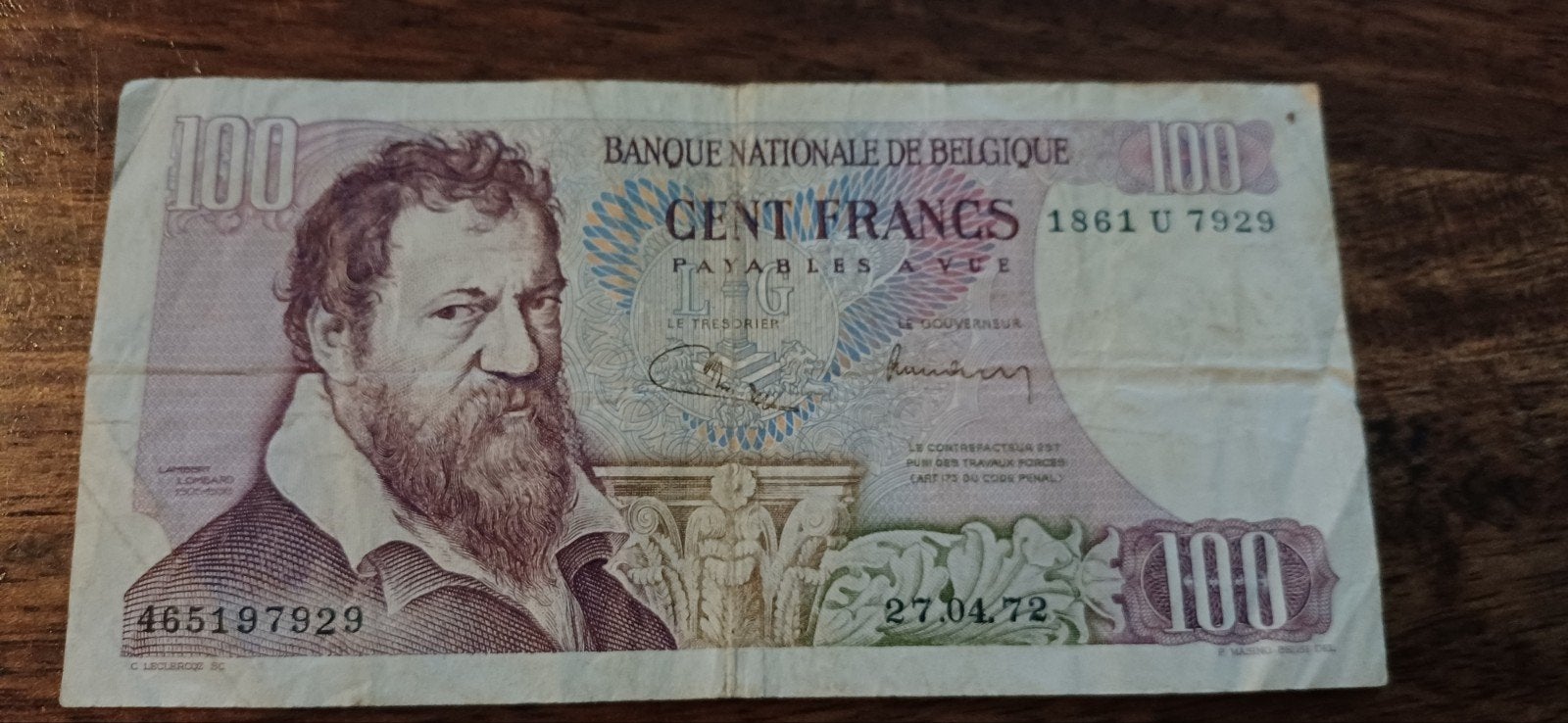 100 BEF biljet 27 04 72, Postzegels en Munten, Bankbiljetten | België, Ophalen of Verzenden
