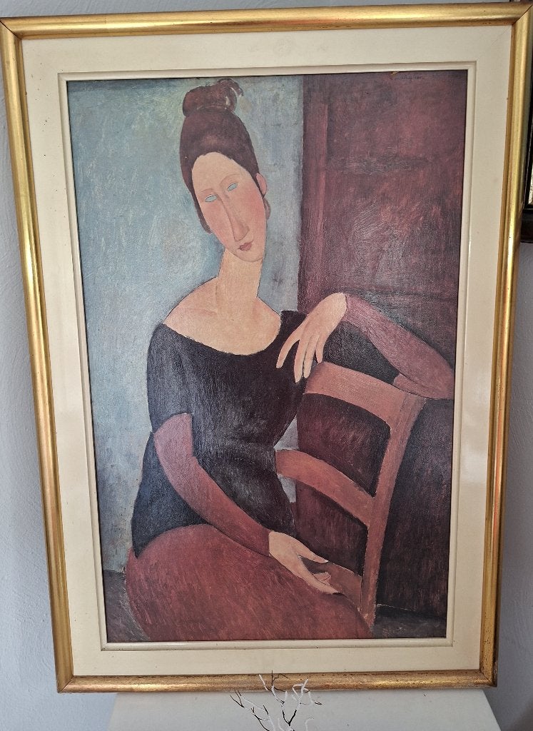 Tableau reproduction Modigliani, Portrait ou Personnes, Peinture à l'huile, Signé, Enlèvement