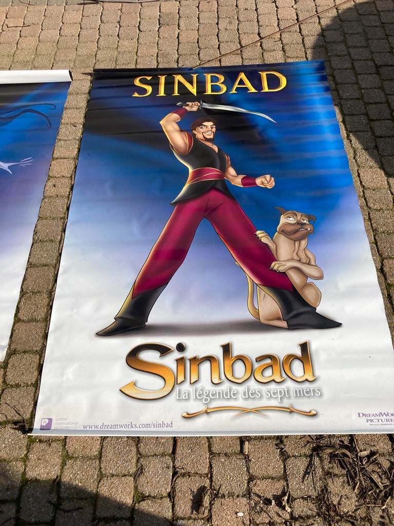3 Banners Sinbad 1m81 x 1m20, Verzamelen, Ophalen, Canvas of Doek, Film en Tv, Rechthoekig Staand