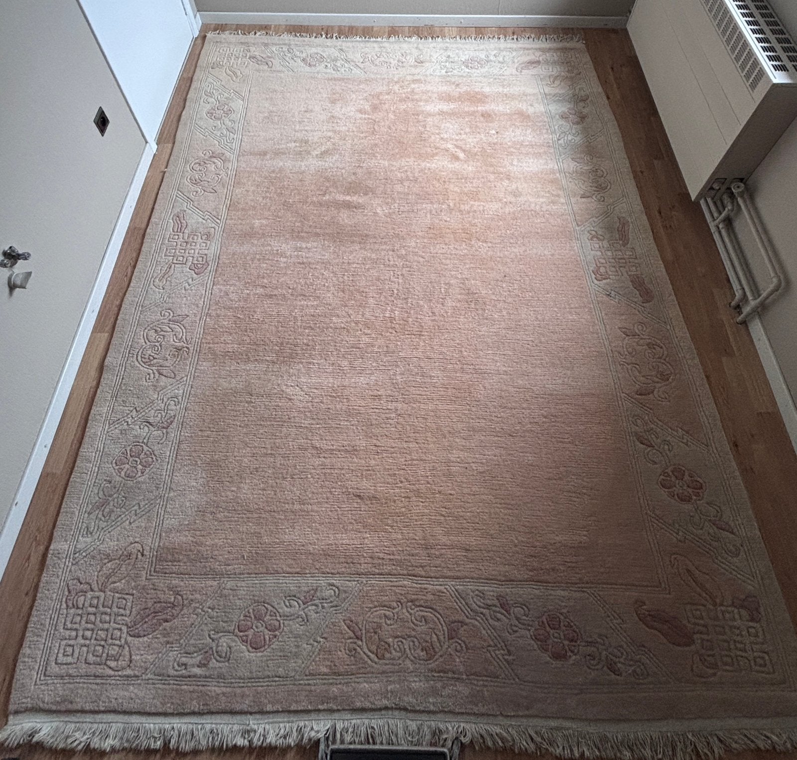 Groot wollen tapijt – 100% wol – 225  292 cm, Ophalen, Gebruikt, Beige, 200 cm of meer