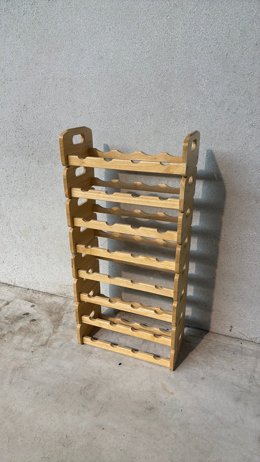 UITVERKOOP -Wijnrek hout 8 etages per 4, Maison & Meubles, Accessoires pour la Maison | Porte-bouteilles, Enlèvement, Comme neuf