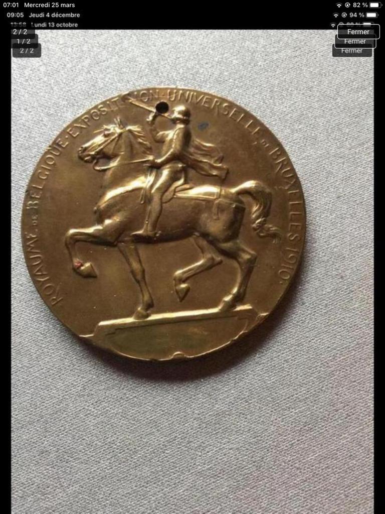 MEDAILLE. WERELDEXPO BRUSSEL 1910, Postzegels en Munten, Brons