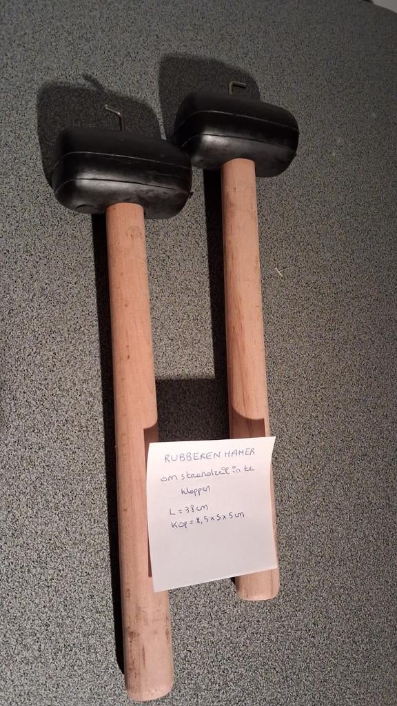 Houten hamer met rubberen kop om strandzeil in te kloppen, Ophalen of Verzenden, Nieuw