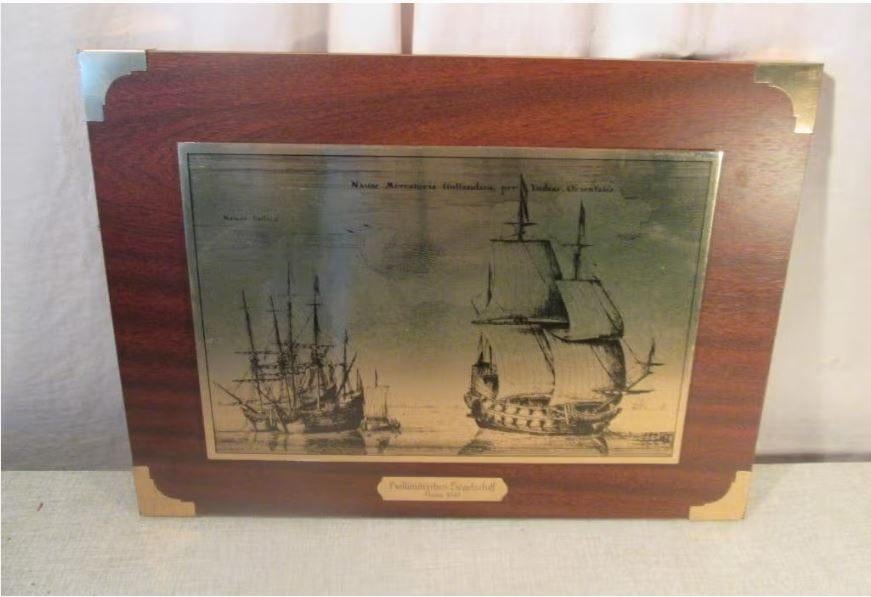 Mooie Oude Koperen Gravure - Segelshiff - 40x30, Antiek en Kunst, Kunst | Etsen en Gravures, Ophalen of Verzenden, Gravure