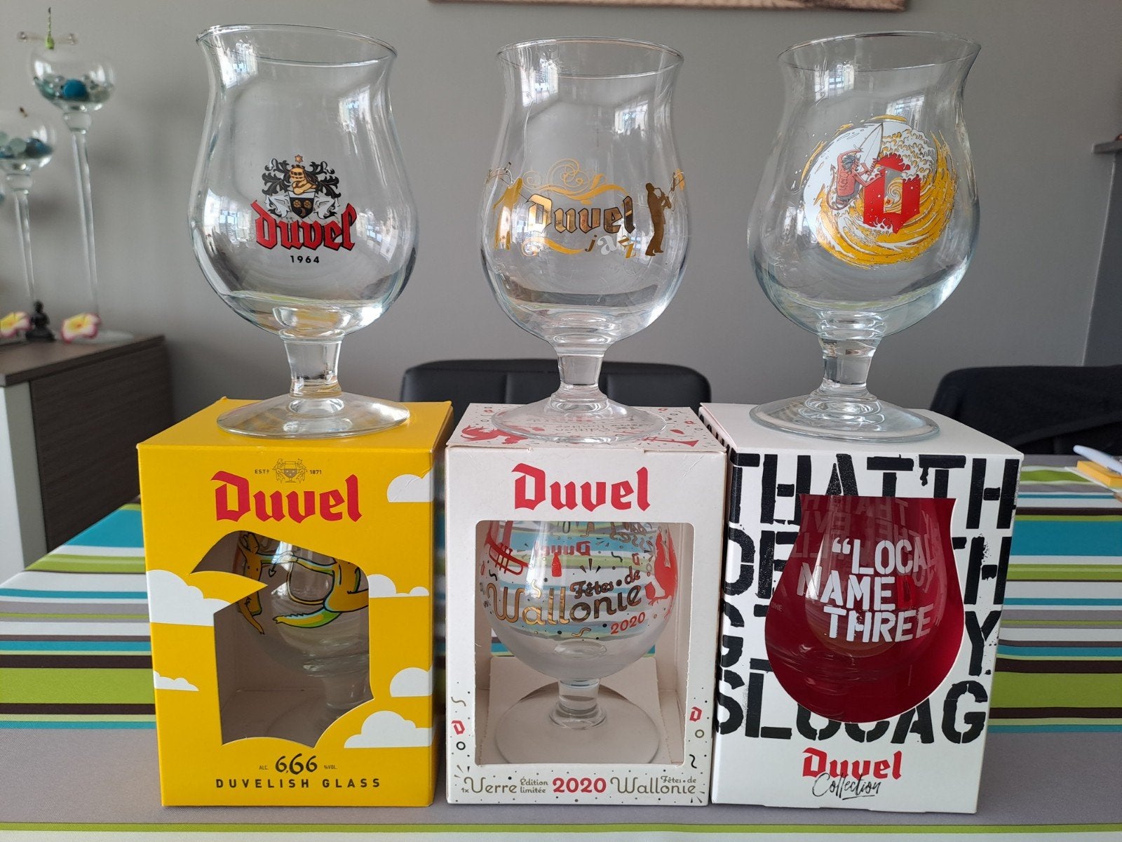 lotje van 6 verschillende Duvel glazen origineel, Collections, Enlèvement ou Envoi