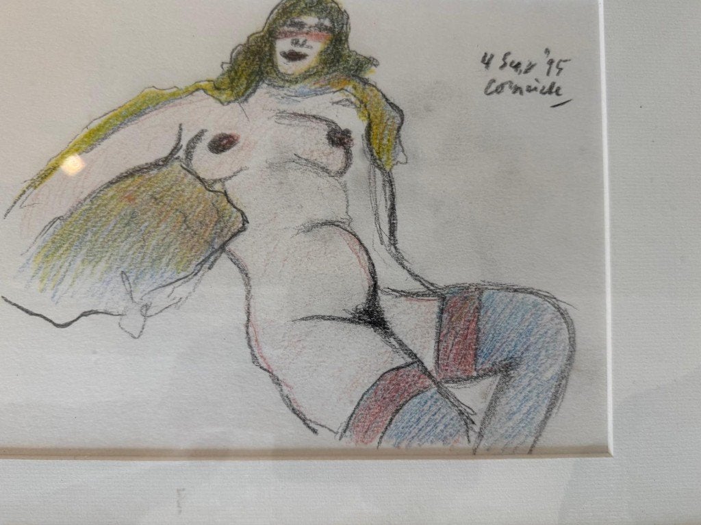 Corneille  Uniek werk  Potloodtekening  Vrouwelijk Naakt, Antiek en Kunst, Ophalen, Gedateerd, Papier