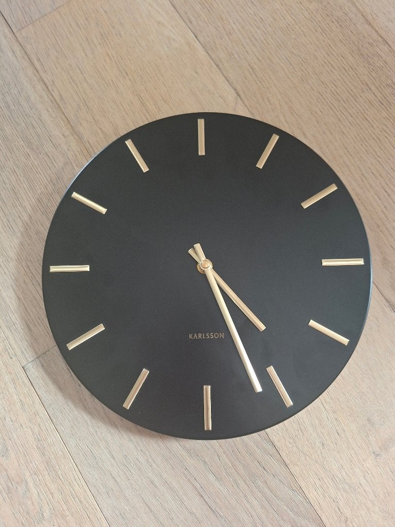 Karlsson wandklok, Huis en Inrichting, Woonaccessoires | Klokken, Goud, Wandklok, Ophalen of Verzenden, Zo goed als nieuw