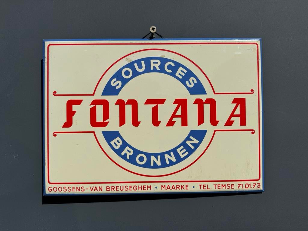 Ancien panneau publicitaire Fontana Bronnen, Collections, Enlèvement ou Envoi, Utilisé, Panneau publicitaire
