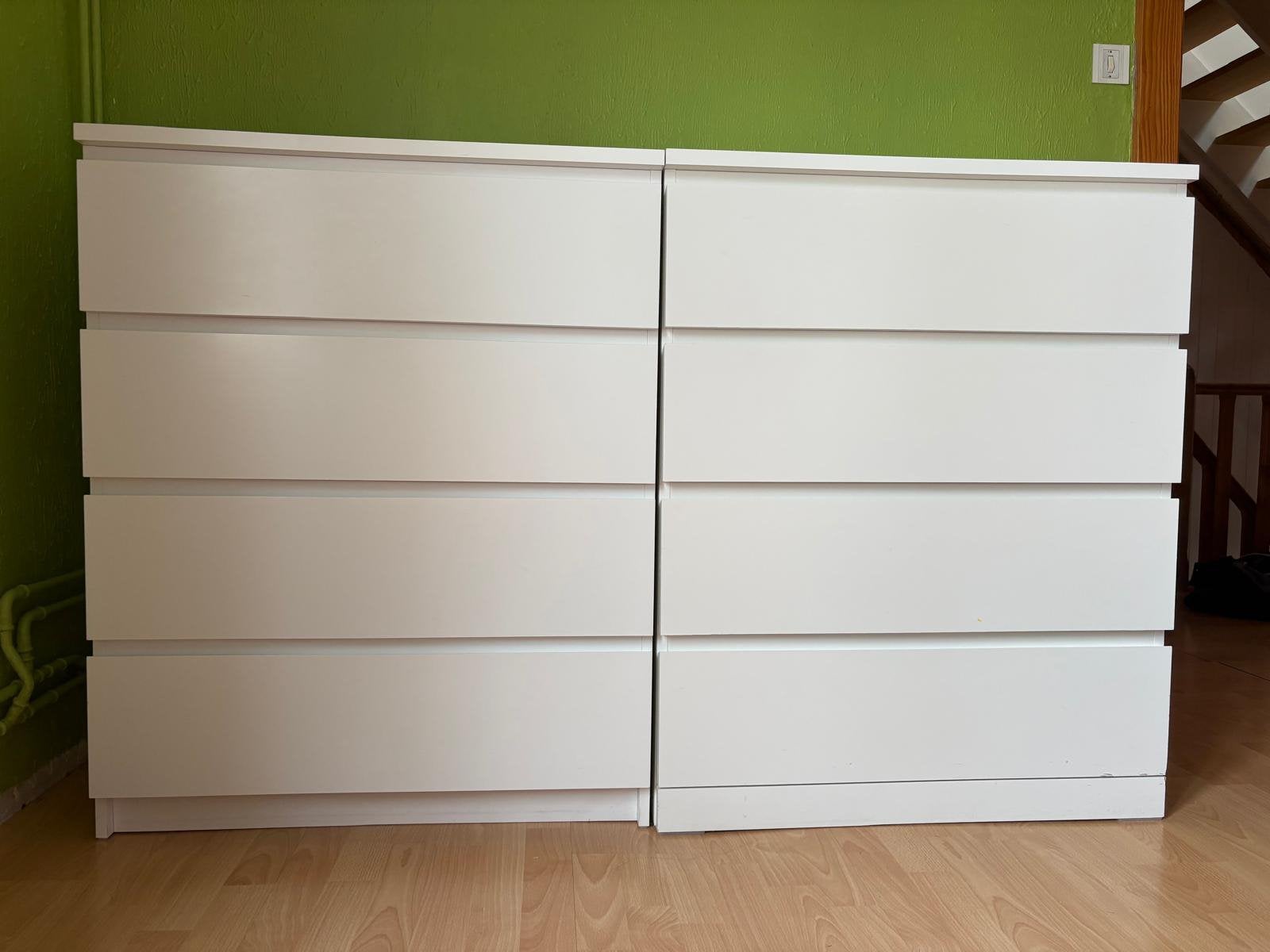 2 Commodes Malm 4tirroirs 100x80x48, 3 ou 4 tiroirs, 25 à 50 cm, Comme neuf, Enlèvement